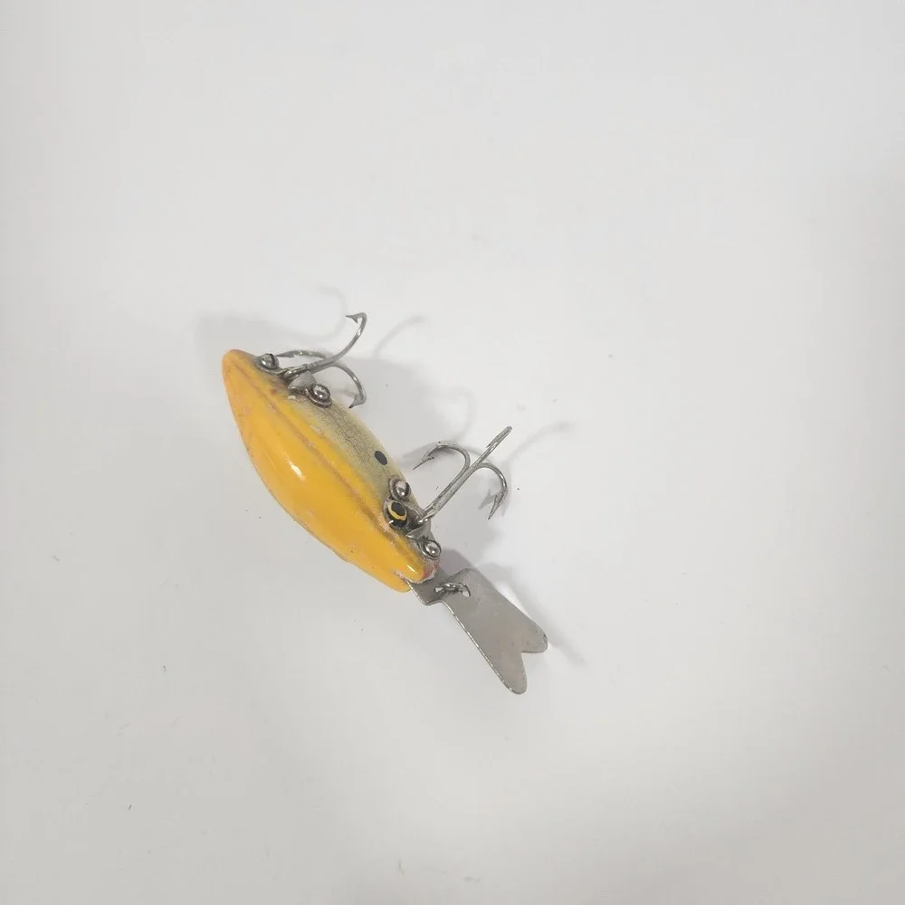 Vintage Creek King Side Shaft Crankbait Fishing Lure Yellow Gold Scale 2.25